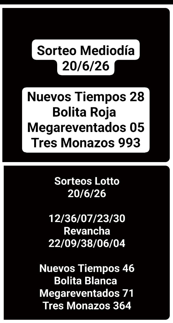 Featured image for “Resultados Sorteo 20/6/26”